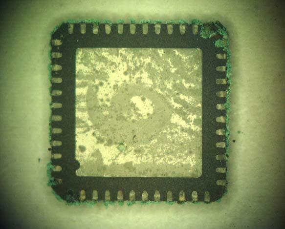 Figure 10: Corrosion on un-mounted QFN with SnPb finish (type 8) after 15 days of MFG exposure Figure