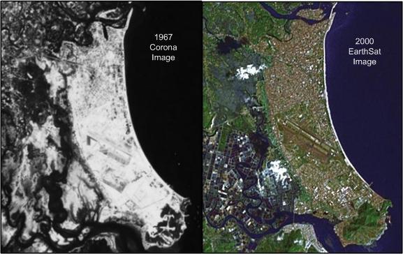 Figure 2.8 Comparison of Nha Trang airbase images from 1967 (Corona Satellite) and 2000 (EarthSat Satellite). 2.5.5.5 Bien Hoa (Appendix A3.