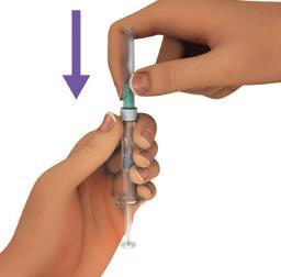 Hold the AVONEX prefilled syringe with the glass syringe tip pointing up.