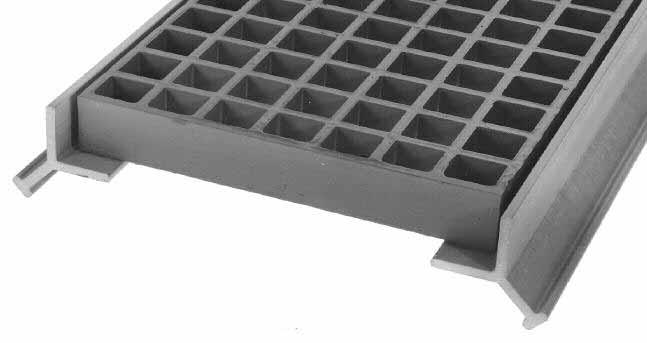 FIBERGLASS GRATING COVERED GRATING Covered molded fiberglass grating includes an integral 1/8 grit surface fiberglass plate molded to the top of any molded grating panel.
