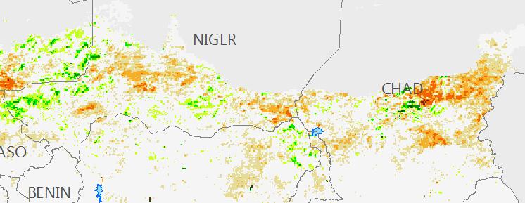 NIGER and CHAD In the Sahelian regions of Niger and Chad, after a good start to the season, drier than average conditions dominated from mid August onwards.