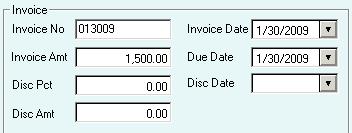 To enter the invoice information is simple if it is all contained on the invoice. The terms will default in the remaining information once the invoice date is entered.
