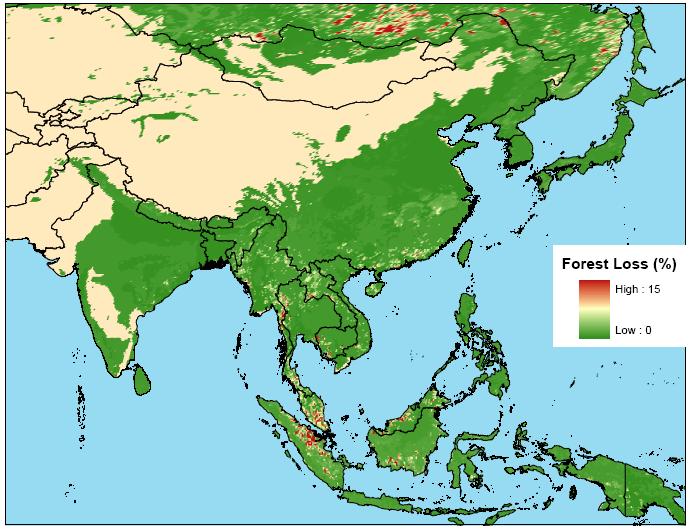 Forest Area Change Based on MODIS Data (2000-2005)