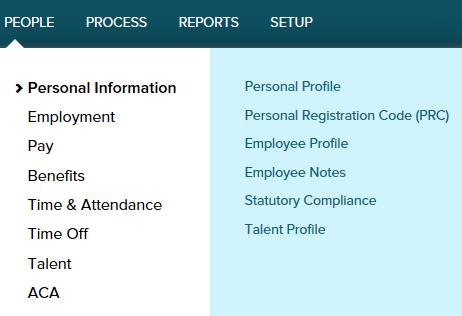 Learning Bytes Available Using the People Menu to Access Other Pages You can update an employee s contact and address information on the People > Personal Information > Personal Profile