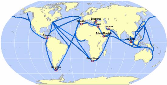 Observed maritime trips and main routes of the global system of maritime transport Pelabuhan-Felixstowe Auckland- Pelabuhan Nelson-Sheerness