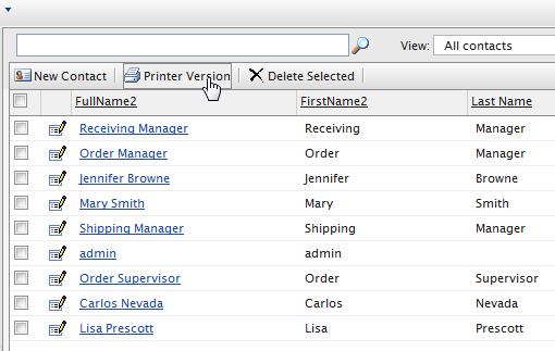 Printing a list of contacts Click