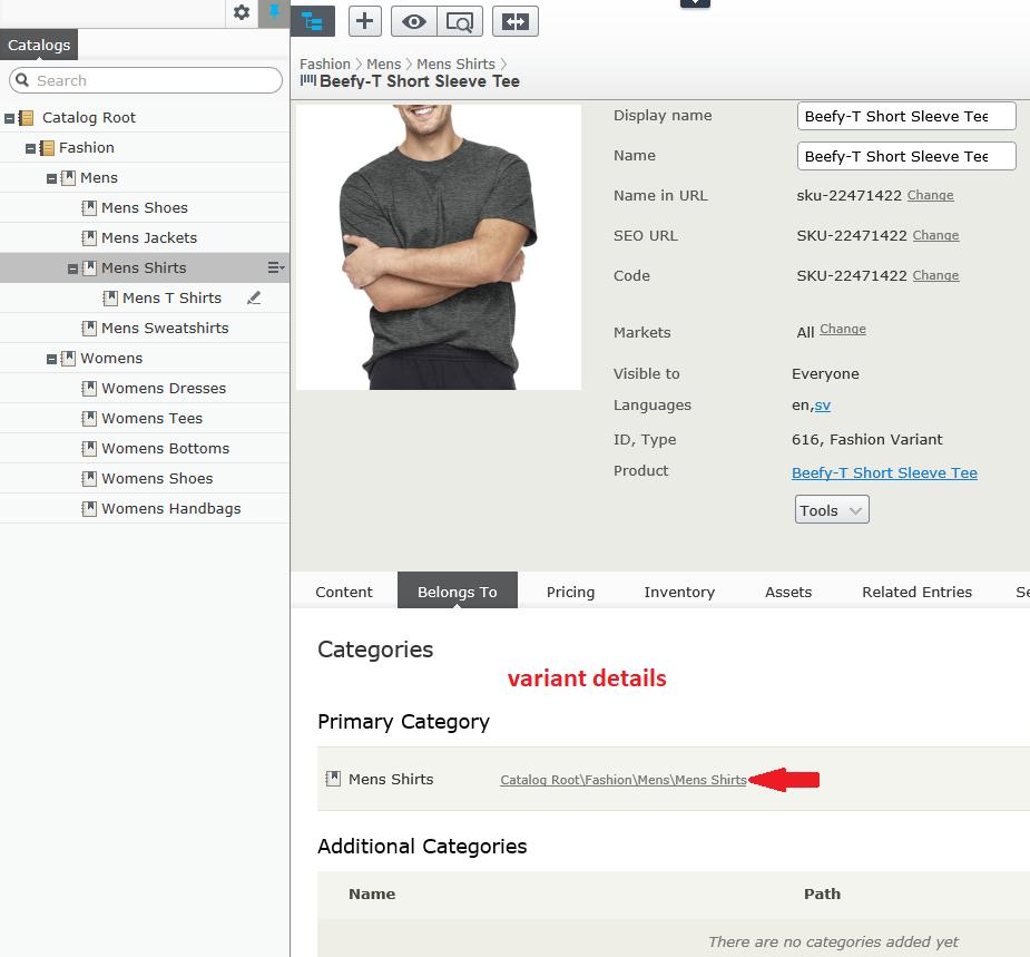 Catalogs 71 Assigning additional categories Assigning additional categories Any product can be linked to additional categories. For background information, see Primary and additional categories. 1.