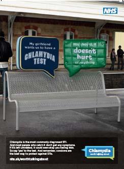 adverts for both contraception and chlamydia (some examples are given