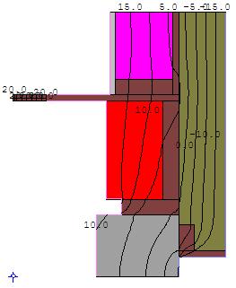 Figure 51 : Therm analysis of an offset truss wall with exterior spray foam Table 14 : Calculated whole wall R-value for an offset framed wall with exterior spray foam 1.11.2.
