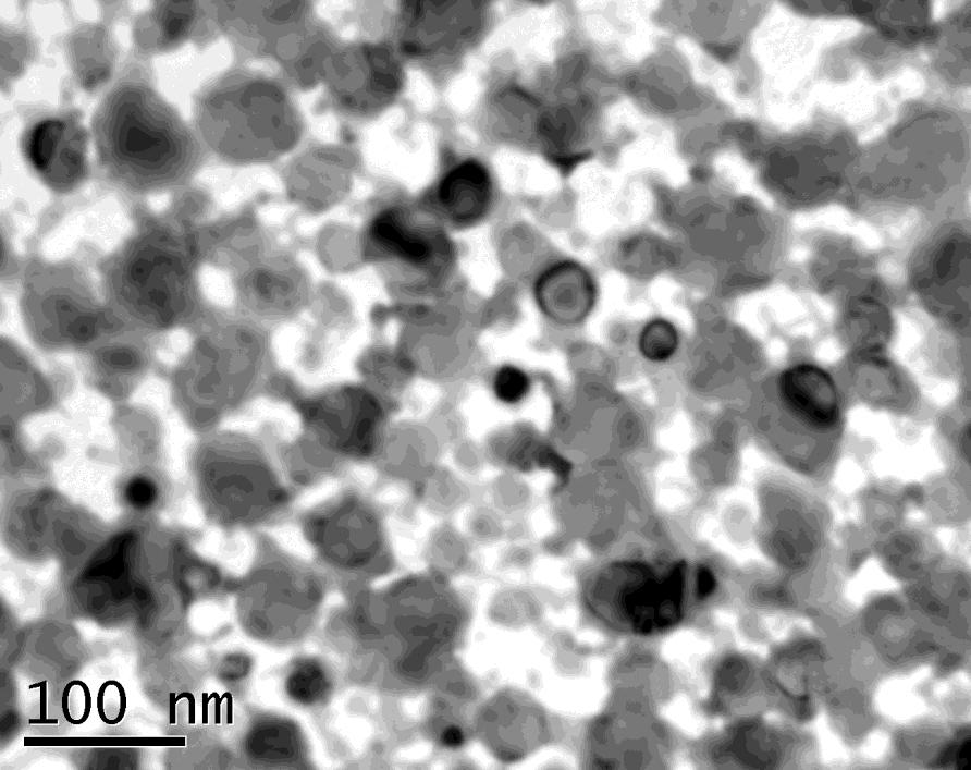 51 Figure 5-14: TEM image of a thin film of annealed clusters approximately 15 nm thick. Sintering has occurred between cluster particles.