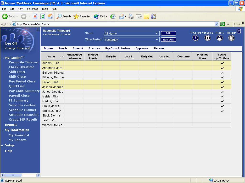 E. Timecards Your access profile defines the timecards that you can access.