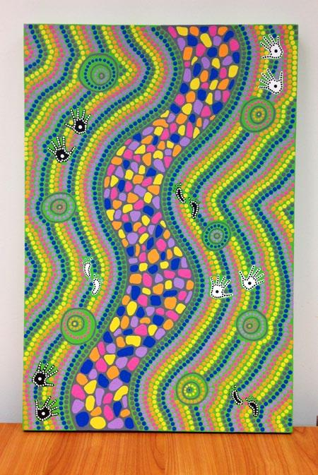 Commemorative RAP artwork Artwork name: Pathway Leading to Artist: Cyndy Newman, Wiradjuri woman of Condobolin NSW Medium: Acrylic on canvas Cyndy Newman s story I have been painting for more than 17