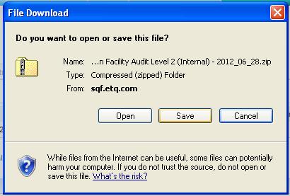 All audit files that are exported from Reliance will be exported as a zip file. Select Save.