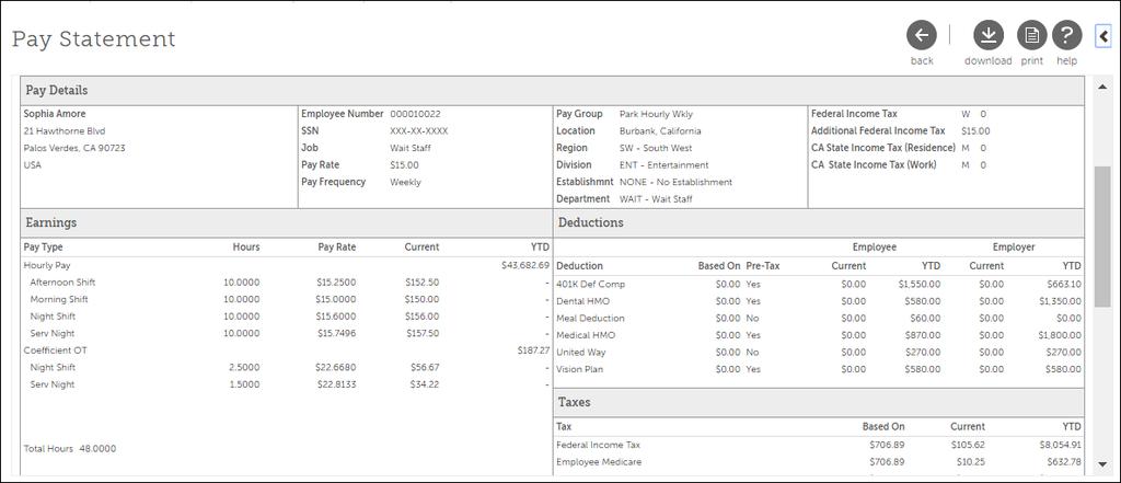 Shift and Overtime Print Options Pay statement display enhancements Reduces regular hours with shifts matching