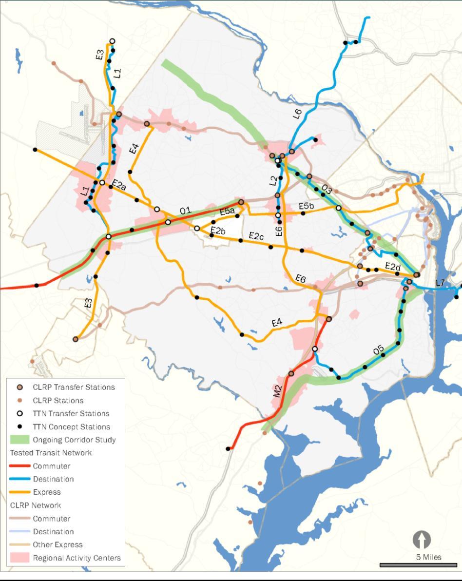 Tested Network Elements Adds: 104 miles and 53 stations to CLRP (of which, 61 miles and 35 stations are in Fairfax County) The full 104-mile system has: 31 miles & 9