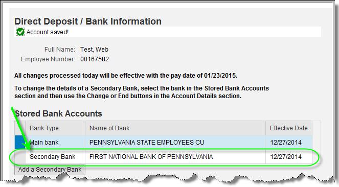 To add additional Secondary Bank accounts, repeat steps 2.1 through 2.3 above.