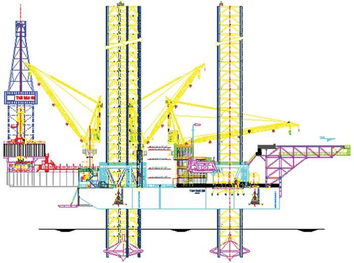 weighing of about 9,020 metric tons lightweight. The rig s hull configuration is typically triangular shaped, with flat sides with two main longitudinal bulkheads at 7.9m centreline offset.