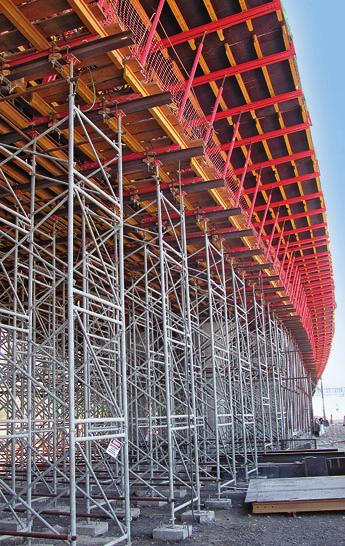 Complicated PD 8 falsework with