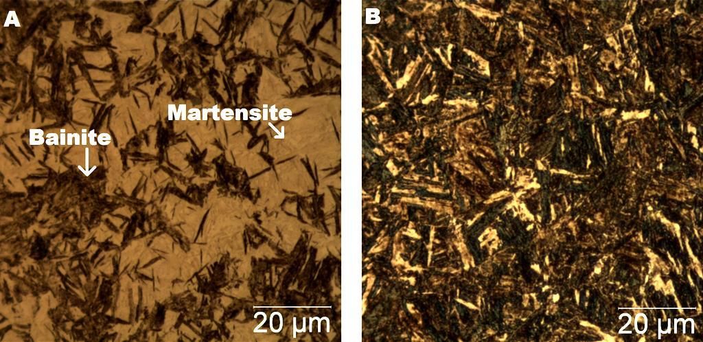 the austempering conditions for further study. Figure 3.1 shows an example of sufficient and insufficient bainite in a microstructure. Table 3.3 identifies the final selected heat treatments.