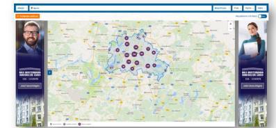search criteria Business districts Location-based map search