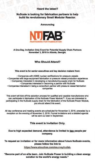 NuFAB November 3, 2016 Atlanta, GA 108 Attendees 83 different companies 10 countries Challenge: Find a
