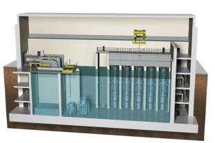 containment in an integral package that eliminates reactor coolant pumps and large bore piping
