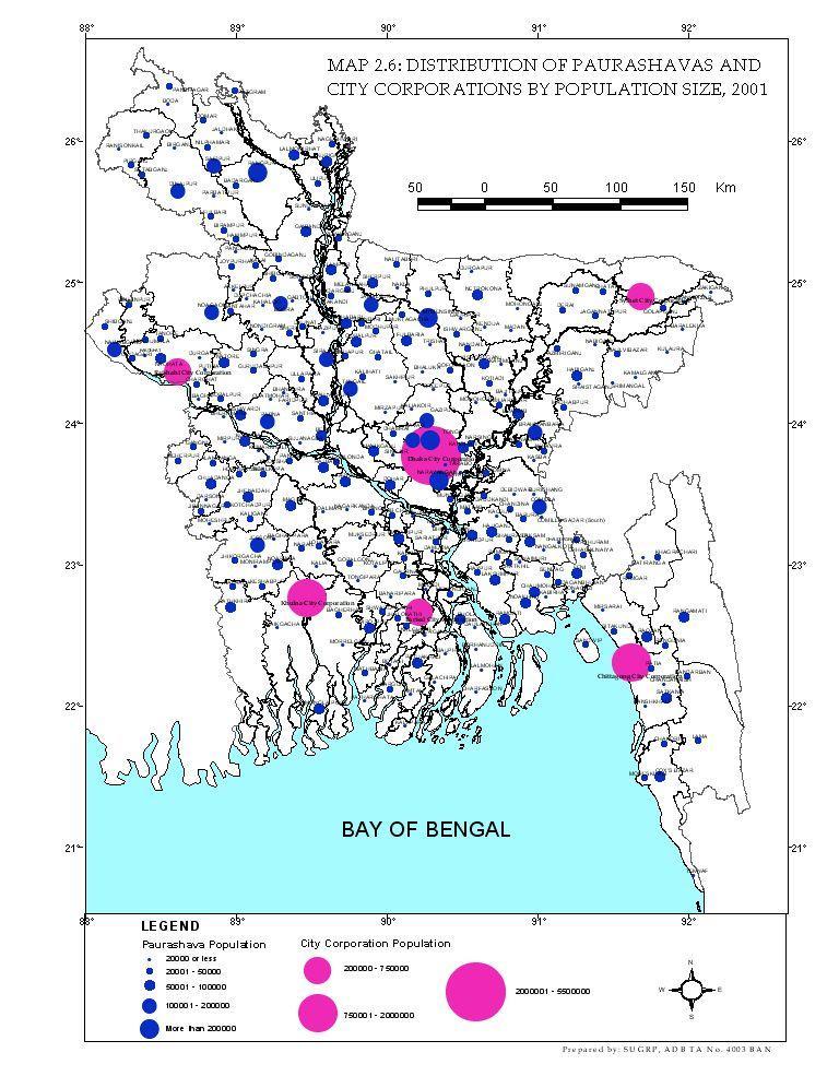 % of Total Population Level of Urbanization in Bangladesh 25 20 15 10 % of total 5 0 1901 1911 1921 1931 1941 1951 1961 1974 1981 1991