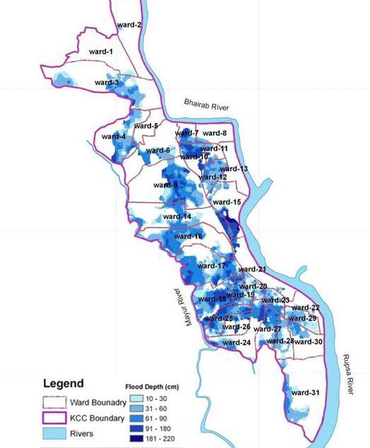 Impact on Drainage System Figure: Water logging Map for 2030 (A2