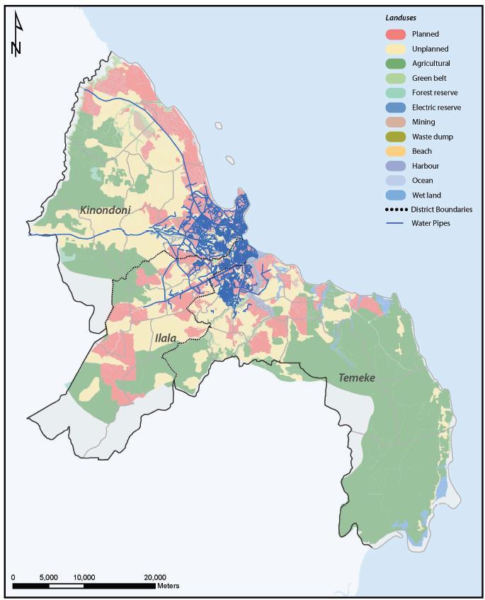 Urbanization vs vulnerability of low income communities in Dar es Salaam Dar es Salaam s land uses and water distribution system Typical challenges Over 60 per cent of the housing comprises informal