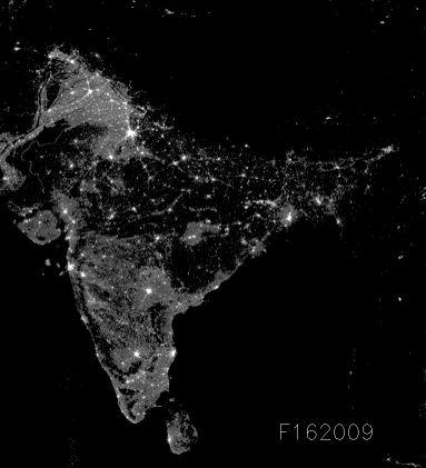 India - major land transformation in recent decades Nighttime satellite view of southern Asia