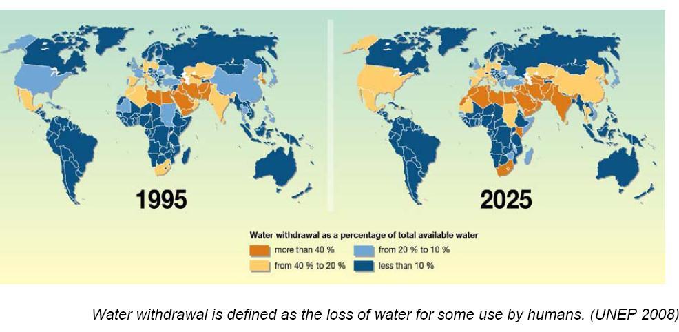 Predicted water scarcity and stress in 2025 13 The challenge Total water for global demand agriculture are predicted is to grow to