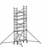 The lower platform must be removed before the tower can be used. Then place 2 diagonal braces in a cross between the 2nd and 6th rung of the base frame.