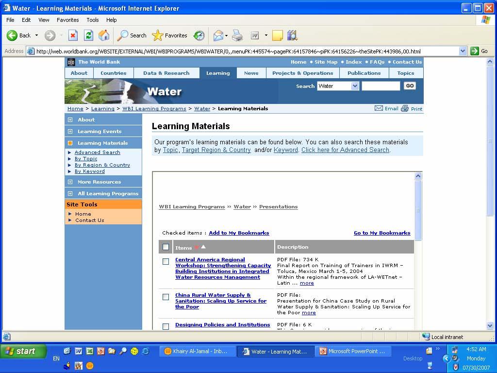 6. Web Page for World Bank