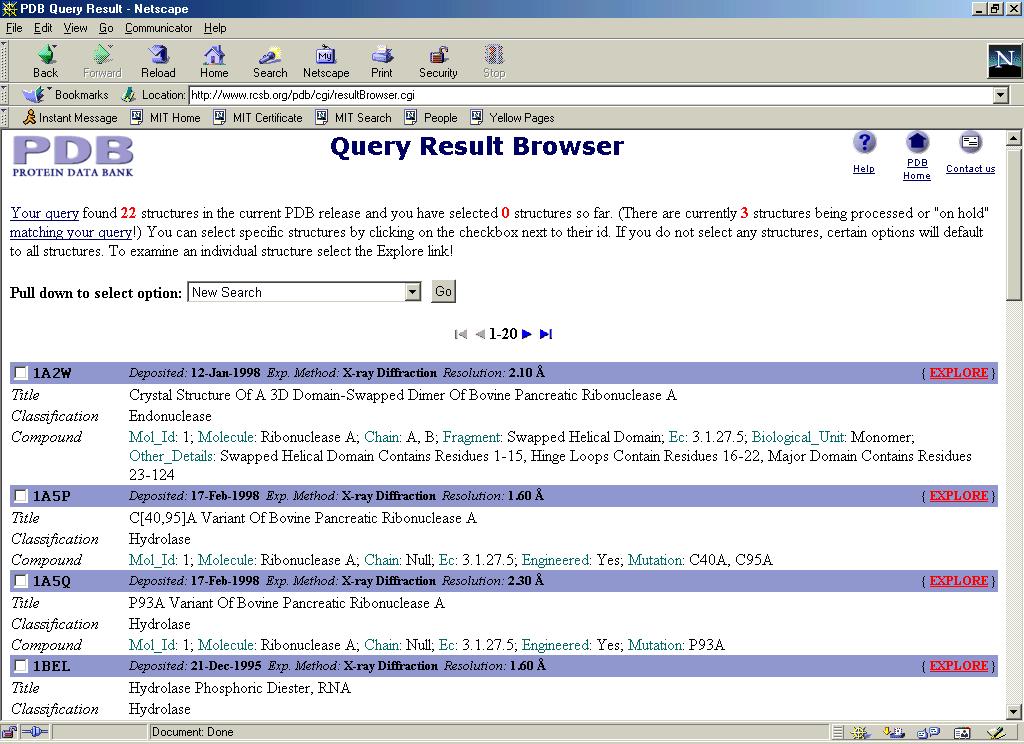 Query Result Browser Which one do