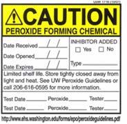 Page 2-22 Section 2 Chemical Management Figure 2-4 Peroxide Label (UoW 1716) 5) Distillation and Evaporation Precautions - Always test for peroxides before distillation or evaporation because these