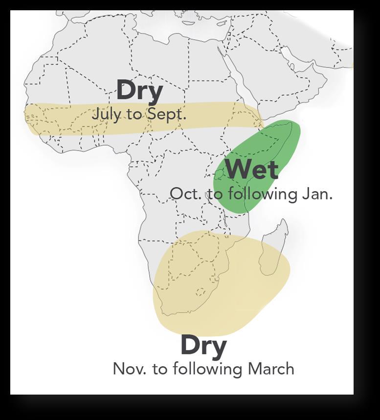 NORTH, EAST AND SOUTHERN AFRICA Historical El Niño regional trends for Africa The Institute for Climate and Society at Colombia University has developed a typology