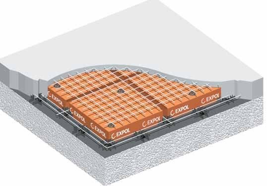 Concrete slab POD FLOOR SYSTEMS manufactures a variety of polystyrene Tuff Pods suitable for all raft / floating floor slab systems throughout New Zealand.