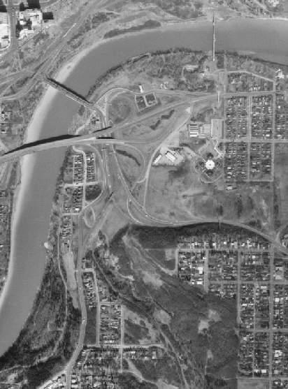 In 1972, the James MacDonald Bridge and connecting ramps to Connors Road and 98 Avenue were completed, and the channel was filled