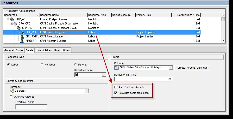 Understand P6 settings that affect updates Resource
