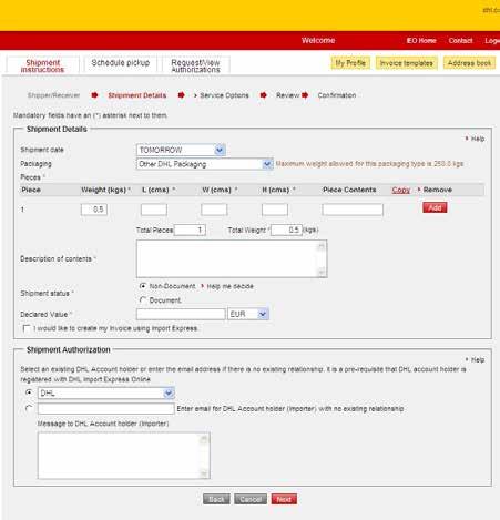 Provide the best Phone number for DHL to call should we need any additional information 18.