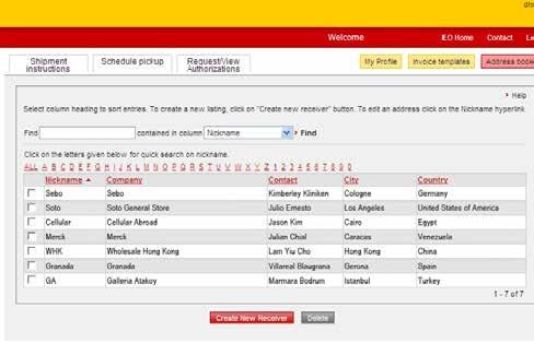 Address Book 31 MANAGE RECEIVERS Here you can: n Create Contacts n Search for Specific Entries n Delete