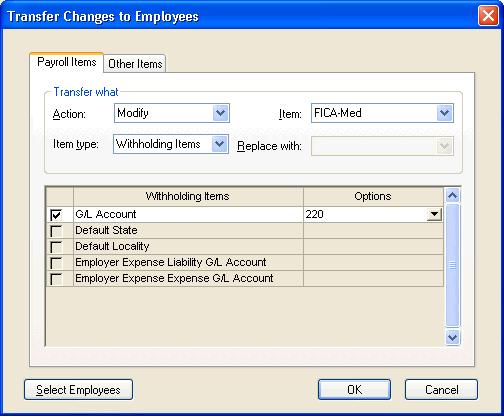 Setting Up a New Client options on this dialog can save you time and keystrokes if you need to make changes for a large number of employees.