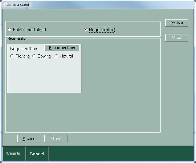 1.2. Initialization of stand data (7/8) Select the regeneration method : planting or