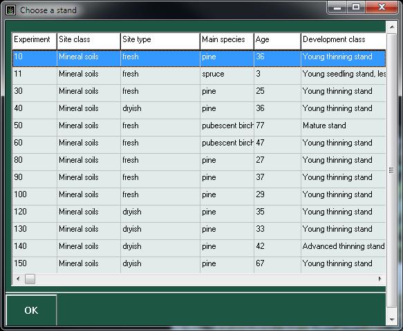 1.4. Retrieving stand data from forest inventory file (2/3) Picking a compartment from the inventory file Once you ve opened a forest inventory file, all the compartments of that inventory are listed.