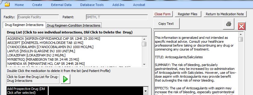 Clinical Tools: Drug Interactions The Drug Interaction Tool includes a quick scan function to