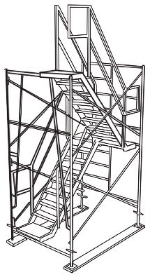 Pumpjack Scaffold - a scaffold consisting of vertical
