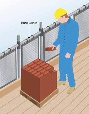 Use of a Brickguard Toeboards are usually scaffold planks laid on their edge at right angles (90 ) to the working platform.