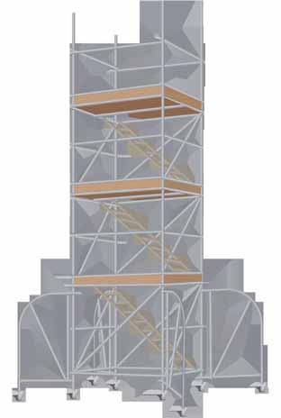 Topic Focus Safety precautions for safe use of mobile tower scaffolds: Guardrail fitted to the work platform. Tower must not be overloaded.