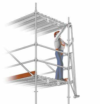 NOTE Diagonal braces should be installed on the outside of the scaffold wherever possible.