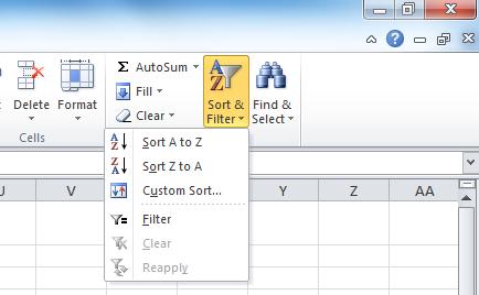 Reordering data is done using the sorting function on the spreadsheet.